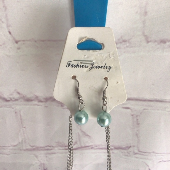 Chic Blue and Silver Necklace and Earring Set - Picture 2 of 4